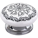 Swirl Leaves 1-3/5 in. Black & White Cabinet Knob