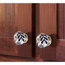 Flowered Elegant 1-3/5 in. (41mm) Blue & Cream Cabinet Knob