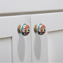 Stone Pattern Round 1-4/7 in. (40mm) Red & Blue Cabinet Knob