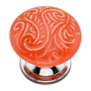 Intricate 1-1/2 in. Orange Mushroom Cabinet Knob