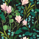 Green Leaves with Pink Flowers Wallpaper
