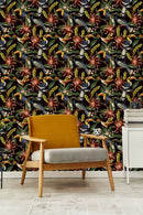 Fashionable Exotic Birds on Dark Background Wallpaper Smart