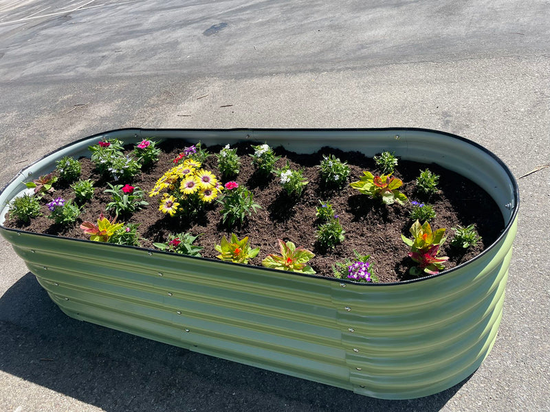 17" Tall, 12-in-1 Metal Raised Garden Bed in Sage Green