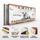 Longhorn Rustic Cattle Sign