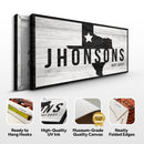 Texas Family Name Sign