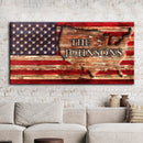 Rustic American Flag Family Name Sign