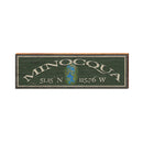 Minocqua Wisconsin Latitude Longitude Sign | Real Wood Art Print