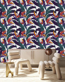 Contemporary Exotic Flowers Wallpaper Fashionable