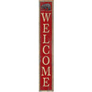 Black Bear Welcome Red PEA6 | Wall Art Print on Real Wood