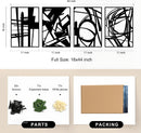Black Metal Abstract Wall Art 4- Piece | Modern Minimalist Home Decor