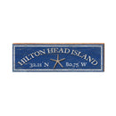 Hilton Head Island Starfish Navy Latitude Longitude | Wall Art Print on Real Wood