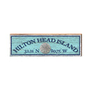 Hilton Head Island Sand Dollar Blue Latitude Longitude | Wall Art Print on Real Wood