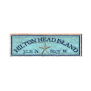 Hilton Head Island Starfish Blue Latitude Longitude | Wall Art Print on Real Wood