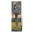 Pelican on Pylon | Wall Art Print on Real Wood