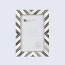 Picture Frames Chevron Pattern Bone Inlay Collection in 3 Sizes, Grey