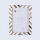 Picture Frames Chevron Pattern Bone Inlay Collection in 3 Sizes, Grey