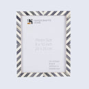 Picture Frames Chevron Pattern Bone Inlay Collection in 3 Sizes, Grey