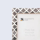 Picture Frames Moroccan Pattern Bone & Resin Inlay Collection in 27 Sizes, Grey