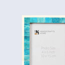 Picture Frames Mosaic Pattern Bone Inlay Collection in 3 Sizes, Turquoise