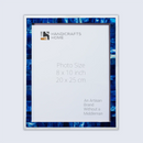 Picture Frames Mosaic Pattern Bone Inlay Collection in 3 Sizes, Blue