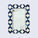 Blue & White Diamond Pattern Bone Inlay Picture Frame - 4x6 & 5x7