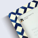 Blue & White Diamond Pattern Bone Inlay Picture Frame - 4x6 & 5x7