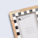 Checkered Bone Inlay Picture Frame, Grey & White