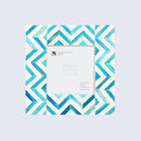 Picture Frames Herringbone Pattern Bone Inlay Collection in 2 Sizes, Turq