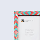 Picture Frames Mosaic Chevron Pattern Bone Inlay Collection in 3 sizes, Green & Red