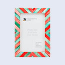Picture Frames Chevron Pattern Bone Inlay Collection in 4 Sizes, Green & Red