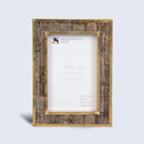 Brass & Wood Inlay Blacksmith Bastion Picture Frame, Brown & Gold 4x6