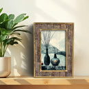 Brass & Wood Inlay Blacksmith Bastion Picture Frame, Brown & Gold 4x6