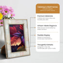 Camelot Maiden Brass & Resin Inlay 4x6 White & Silver Picture Frame