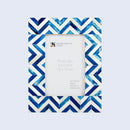 Picture Frames Herringbone Pattern Bone Inlay Collection in 2 Sizes, Blue