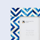 Picture Frames Herringbone Pattern Bone Inlay Collection in 2 Sizes, Blue