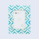 Decorative Picture Frame Zig Zag Herringbone Turquoise & White - 4x6