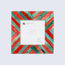 Picture Frames Chevron Pattern Bone Inlay Collection in 4 Sizes, Green & Red
