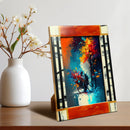 Orange Abstract Ink Resin Inlay Picture Frame in 4x6 & 5x7