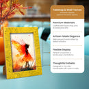 Resin Inlay Handmade Yellow Picture Frame for Wall & Tabletop - 5x7