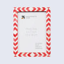 Picture Frames Mosaic Chevron Pattern Bone Inlay Collection in 3 sizes, Red