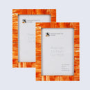 Picture Frames Classic Pattern Bone Inlay Collection in 3 Sizes, Pack of 2 - Orange