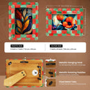 Picture Frames Scalloped Pattern Bone Inlay Collection in 4 sizes, Green & Red