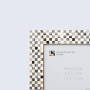 Picture Frames Checked Pattern Inspired Bone Inlay 4x6 & 5x7, Grey & White