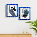 Picture Frames Classic Pattern Bone Inlay Collection in 3 Sizes, Pack of 2 - Blue