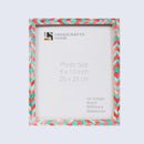 Picture Frames Mosaic Chevron Pattern Bone Inlay Collection in 3 sizes, Green & Red
