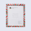 Picture Frames Chevron Pattern Bone Inlay Collection in 4 Sizes, Green & Red