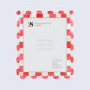 Picture Frames Scalloped Pattern Bone Inlay Collection in 4 sizes, Red