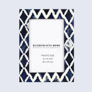 Picture Frames Indigo Mosaic Diamond Pattern Bone & Resin Inlay Collection, 4X6