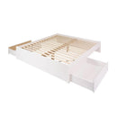 King Size 2 Drawer Storage White Wooden 4 Post Platform Bed  Frame