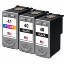 U.S. Remanufactured for Canon PG-40 2 Black / CL-41 1 Color Ink Cartridge  3-Pack